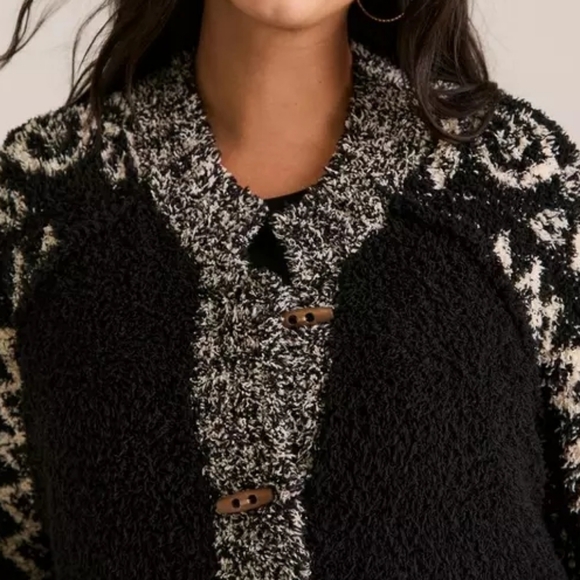 Torrid Festi Boho Intarsia Toggle Button Soft Cardigan Sweater Plus Size 1X Nwt - Picture 4 of 5